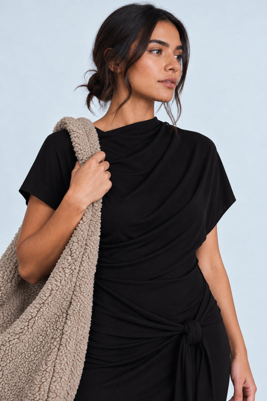 SLOANE - tie detail midi nursing dress