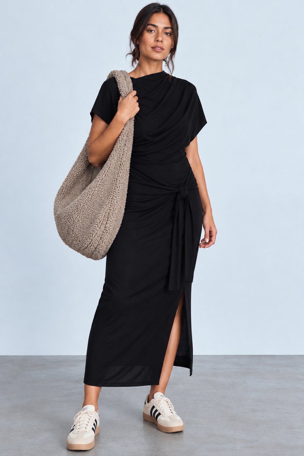 SLOANE - tie detail midi nursing dress