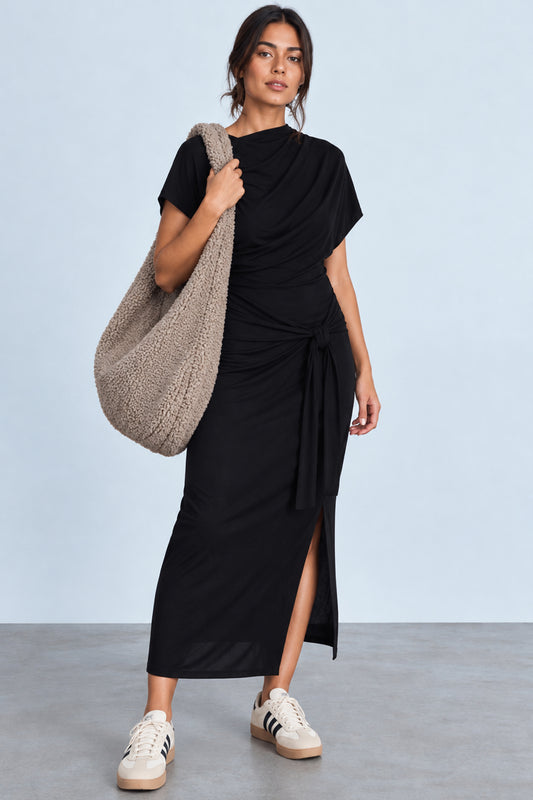 SLOANE - tie detail midi nursing dress