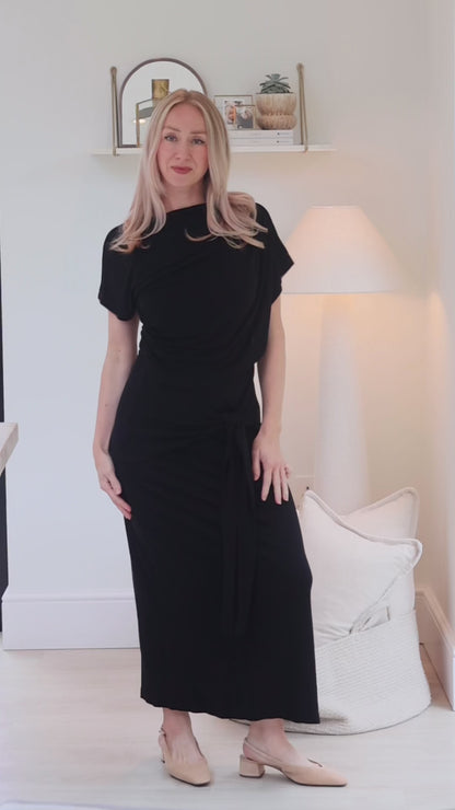 SLOANE - tie detail midi nursing dress